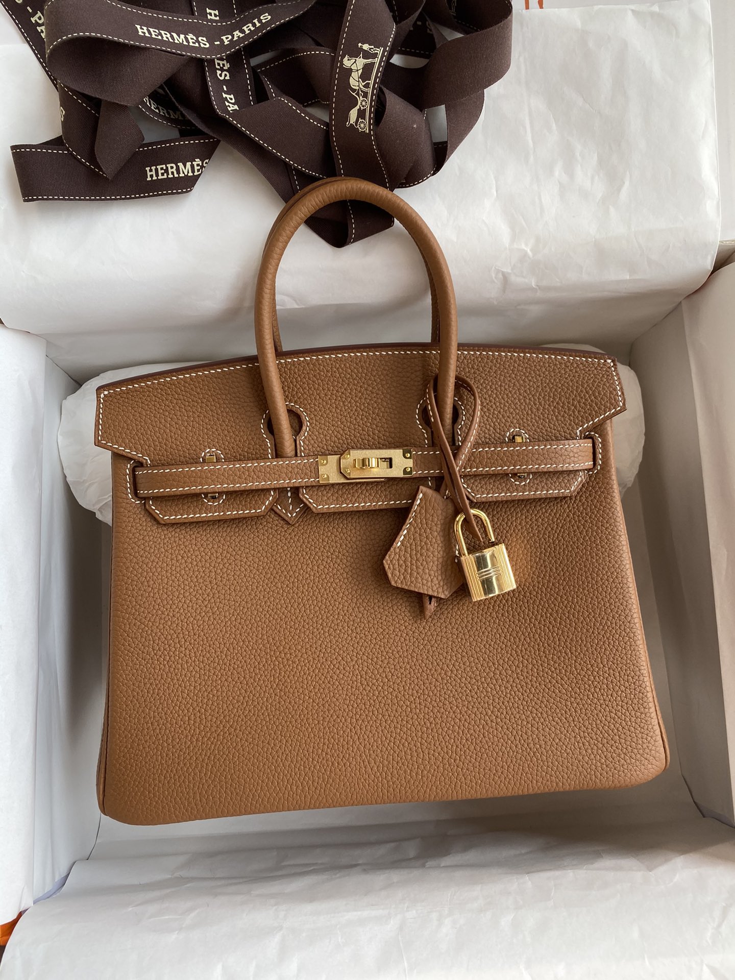 Hermes Birkin 25CM Togo Leather Handbag Brown